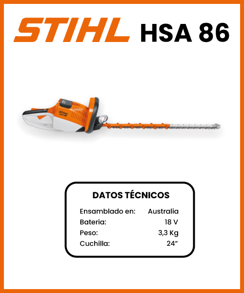 CORTASETOS A BATERIA HSA 86